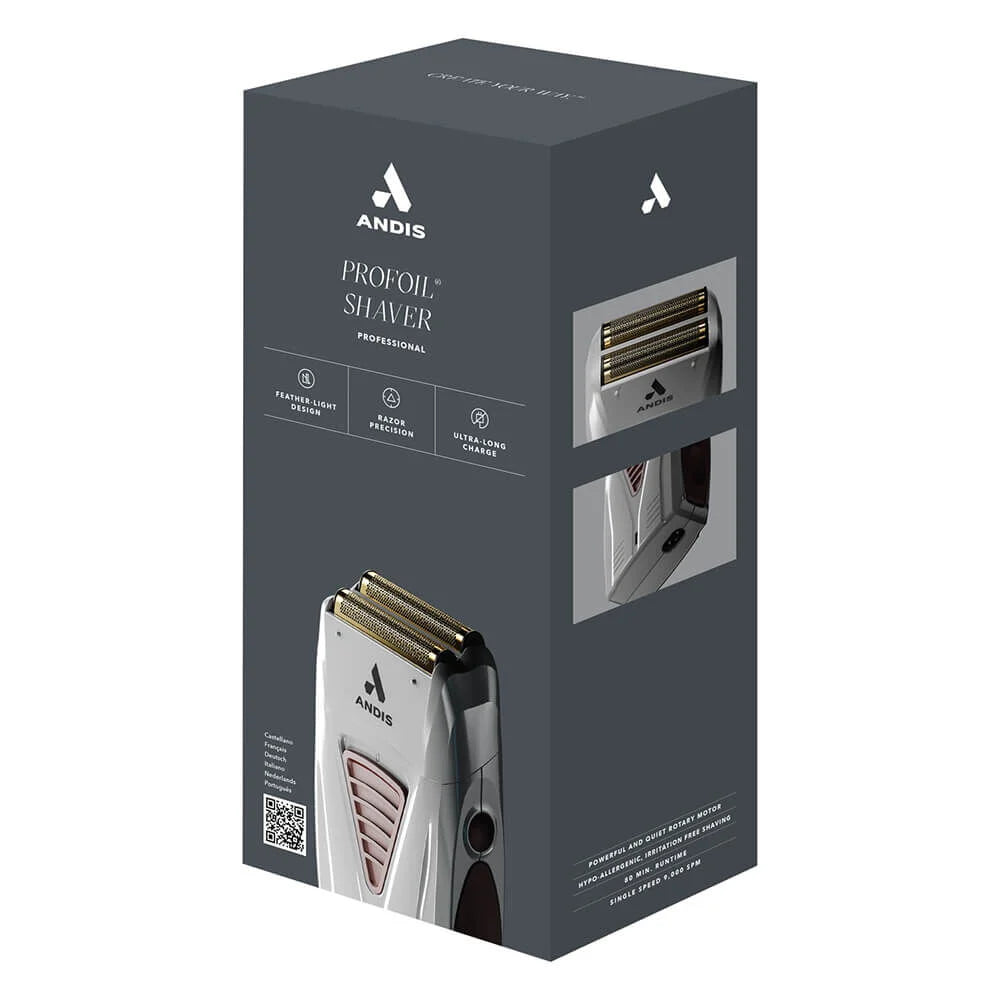 Andis Foil Shaver for Professionals and home use. Sleek light body, Gold titanium finish, Premium charging stand. Low price in the UK, Few remaining grab them now