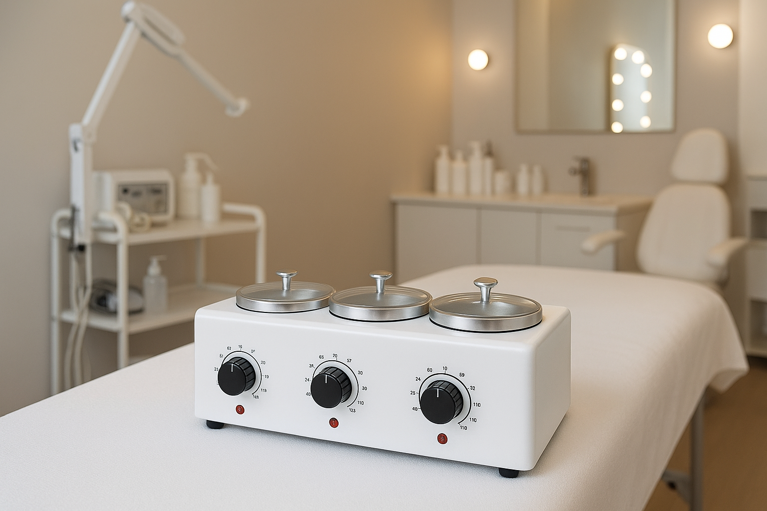Triple Pot Wax Heater in Professional Salon