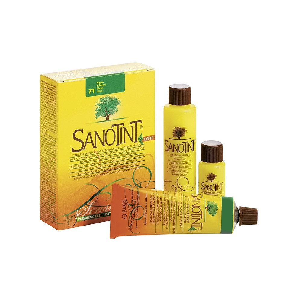 Sanotint 71 Black Hair Dye – Ammonia & PPD-Free, Natural Permanent Hair Color with Golden Millet